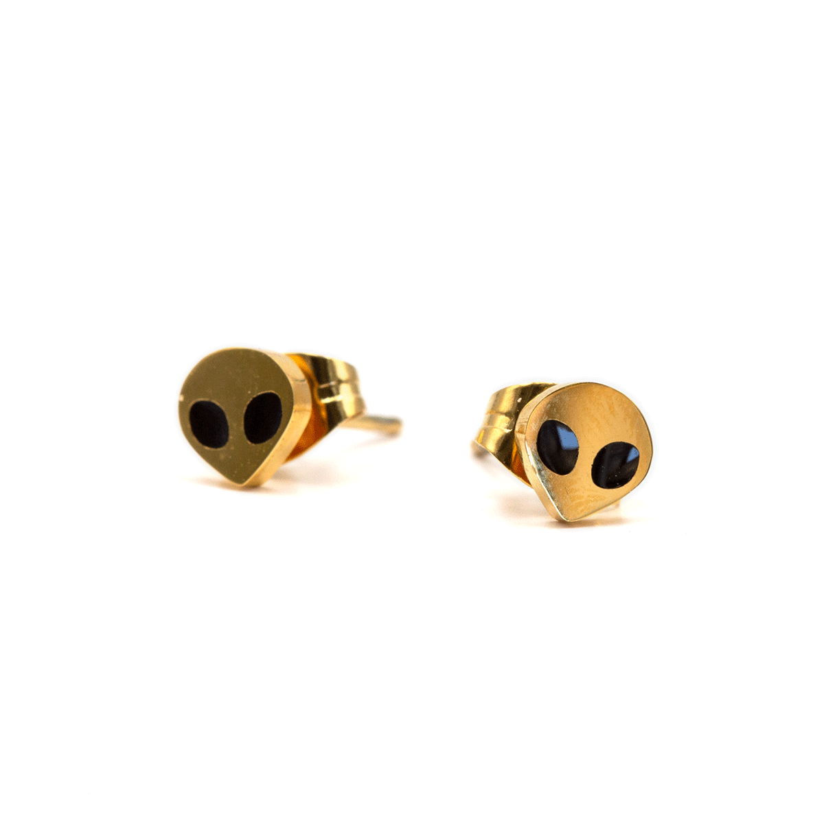 Gold Alien Micro Stud Earrings