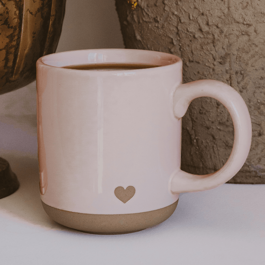 Heart Pink Stoneware Coffee Mug - Gift