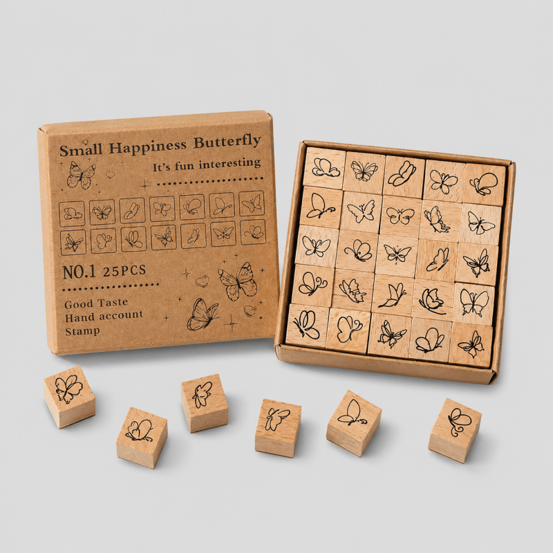 Mini Themed Wooden Stamp Set: Emoji / One Size
