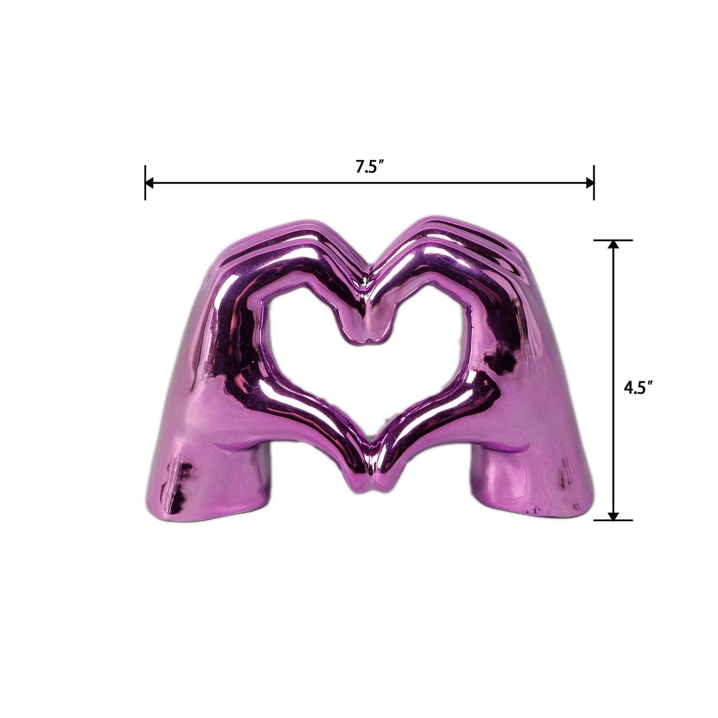 7.5"L METPK Ceramic Heart Hand（Metalic Pink）