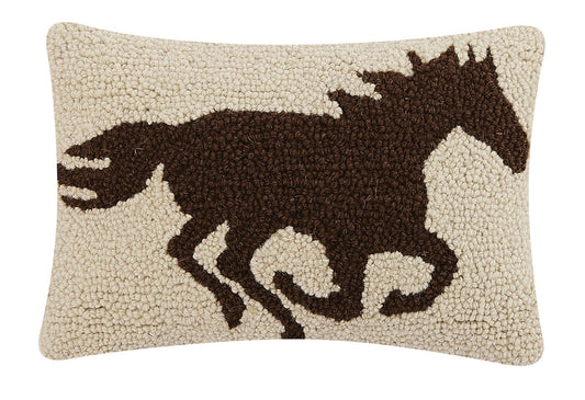 Racehorse Brown Silhouette Hook Pillow