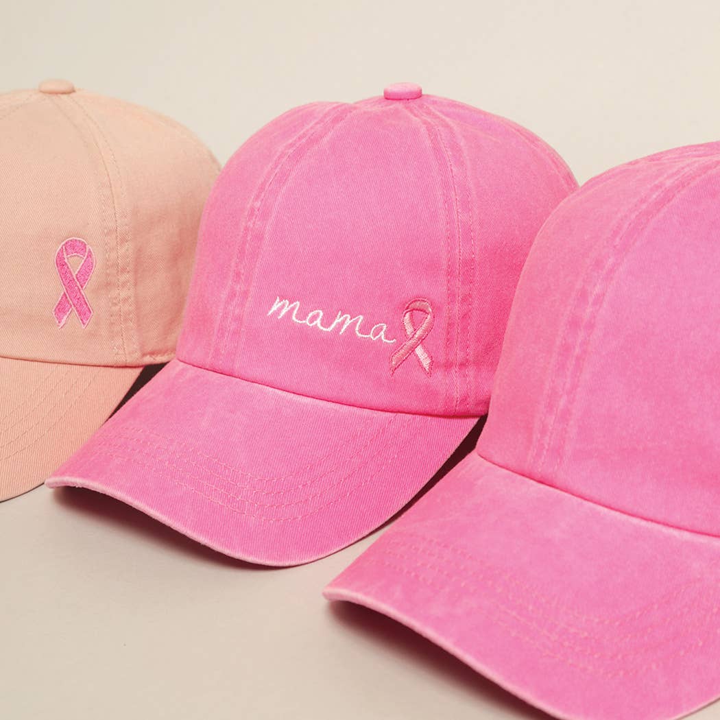 Breast Cancer Awareness Ribbon Baseball Cap: LCAP2478MR-DUSTY PINK / ONE SIZE