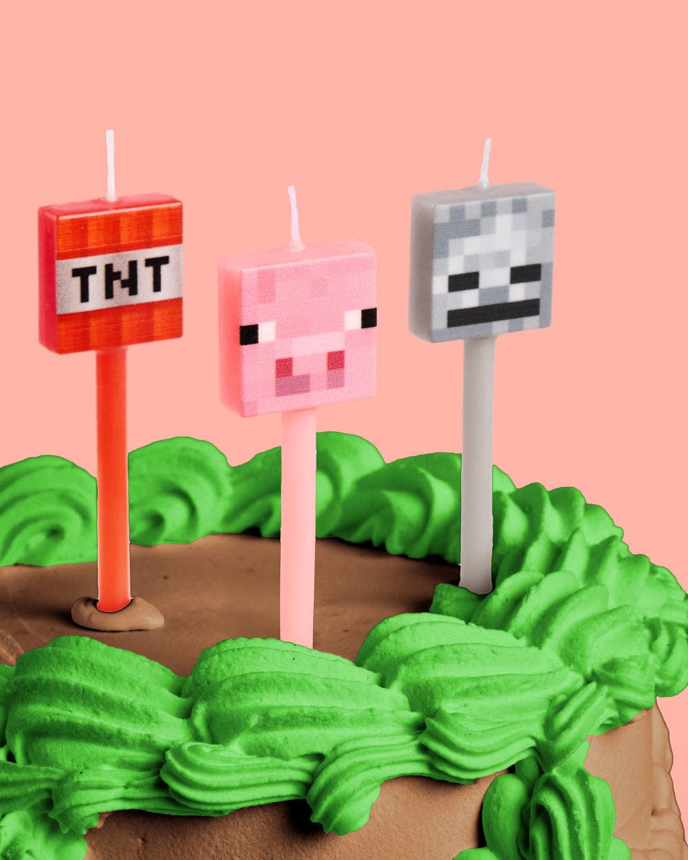 Pixel Minecraft Candles - set of 6, gaming birthday boys