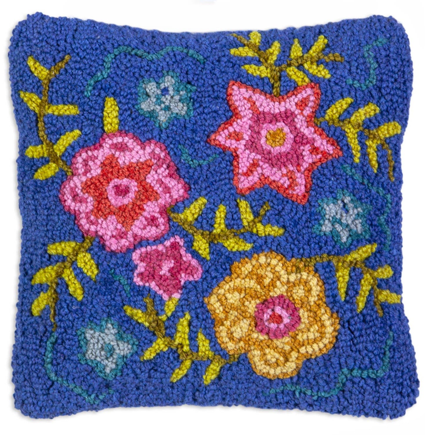 Spring Flower 14"x14" Hooked Wool Pillow