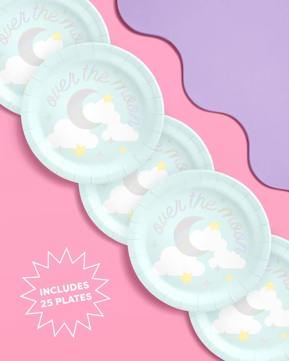 Over the Moon Plates - Baby Shower Party Decorations