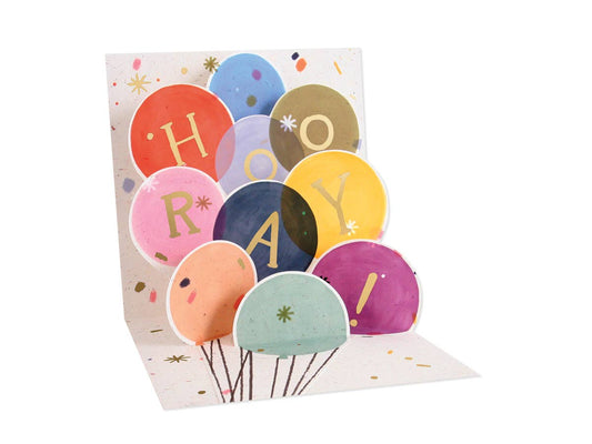 Hooray Colorful Pop-Up Congrats Card with Gold Foil