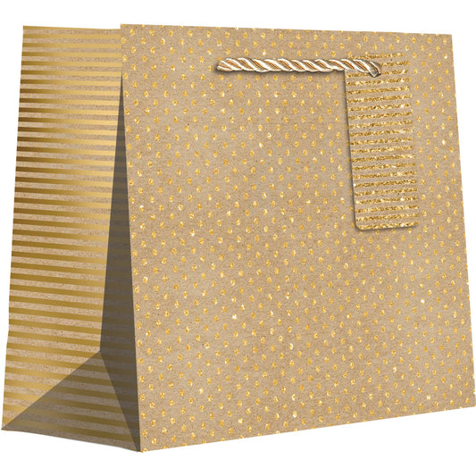 Gold Dot & Stripe on Kraft - Tote Bag