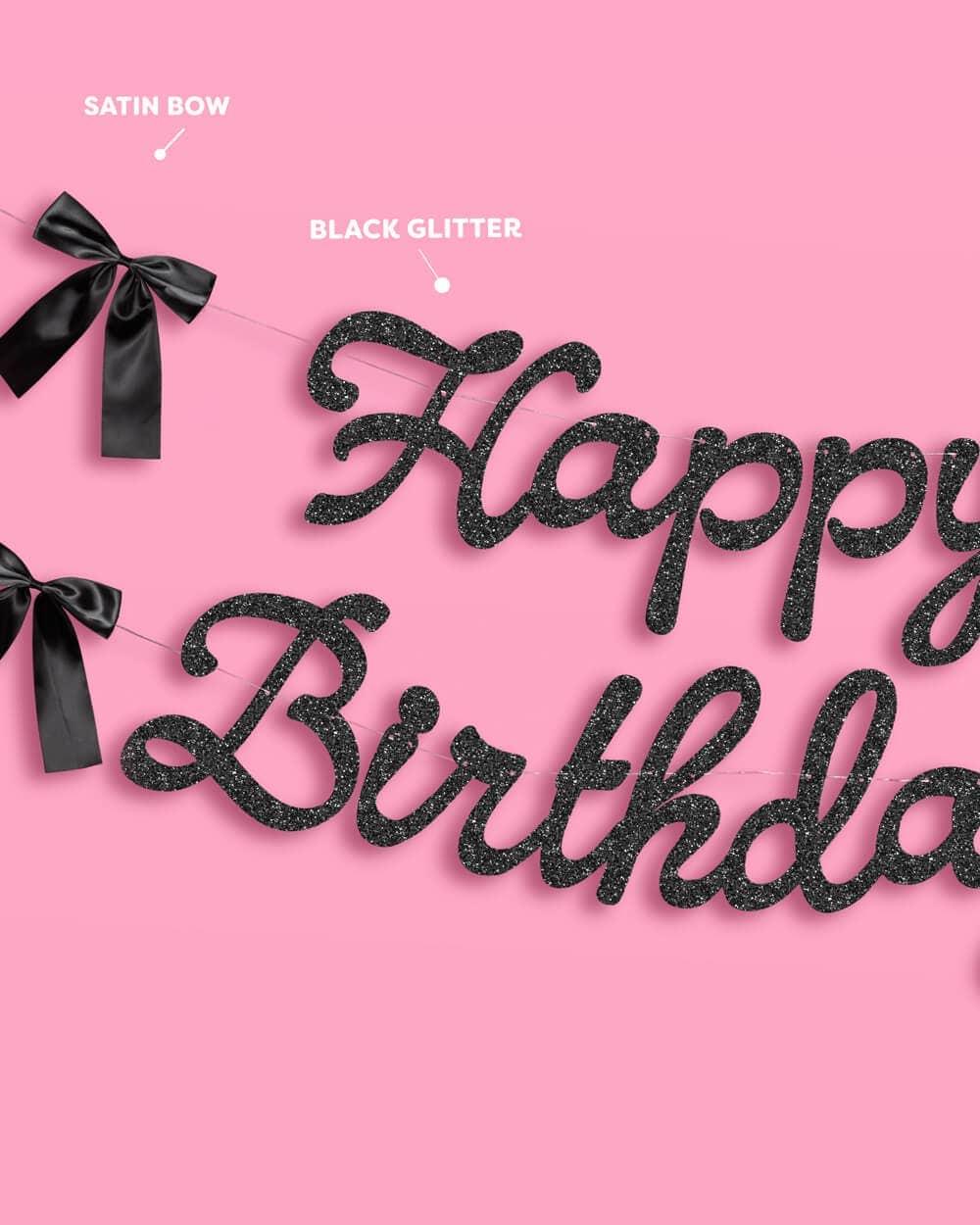 Happy Birthday Black Bow Banner | Emo, HBD, Sparkle