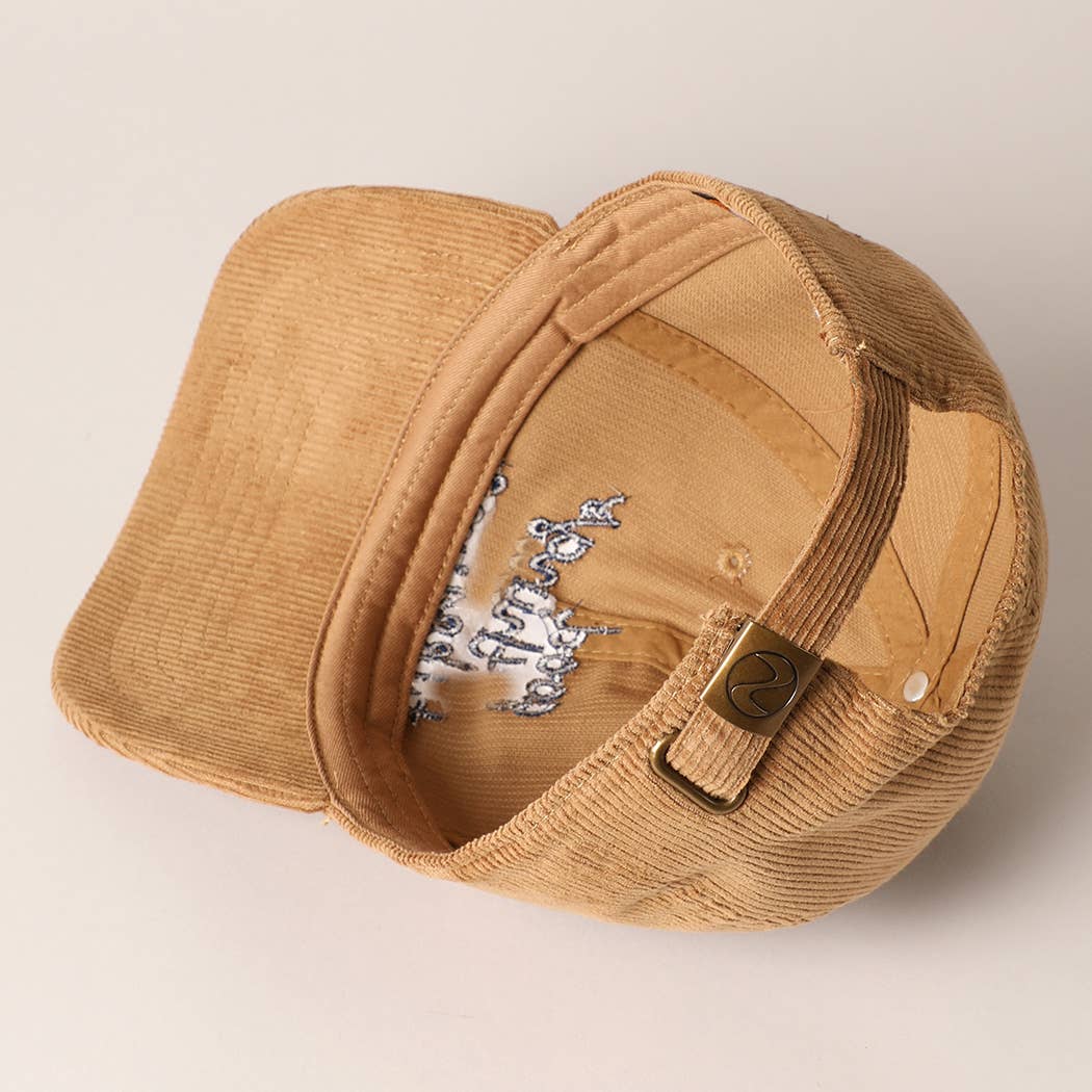 Good things take time Embroidery Corduroy Cap: MAUVE / ONE SIZE