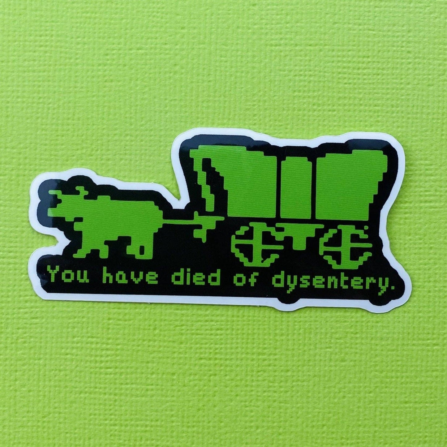 Oregon Trail Retro Gaming Sticker, Funny 80s Decal for Kids: 3"x1.3"
