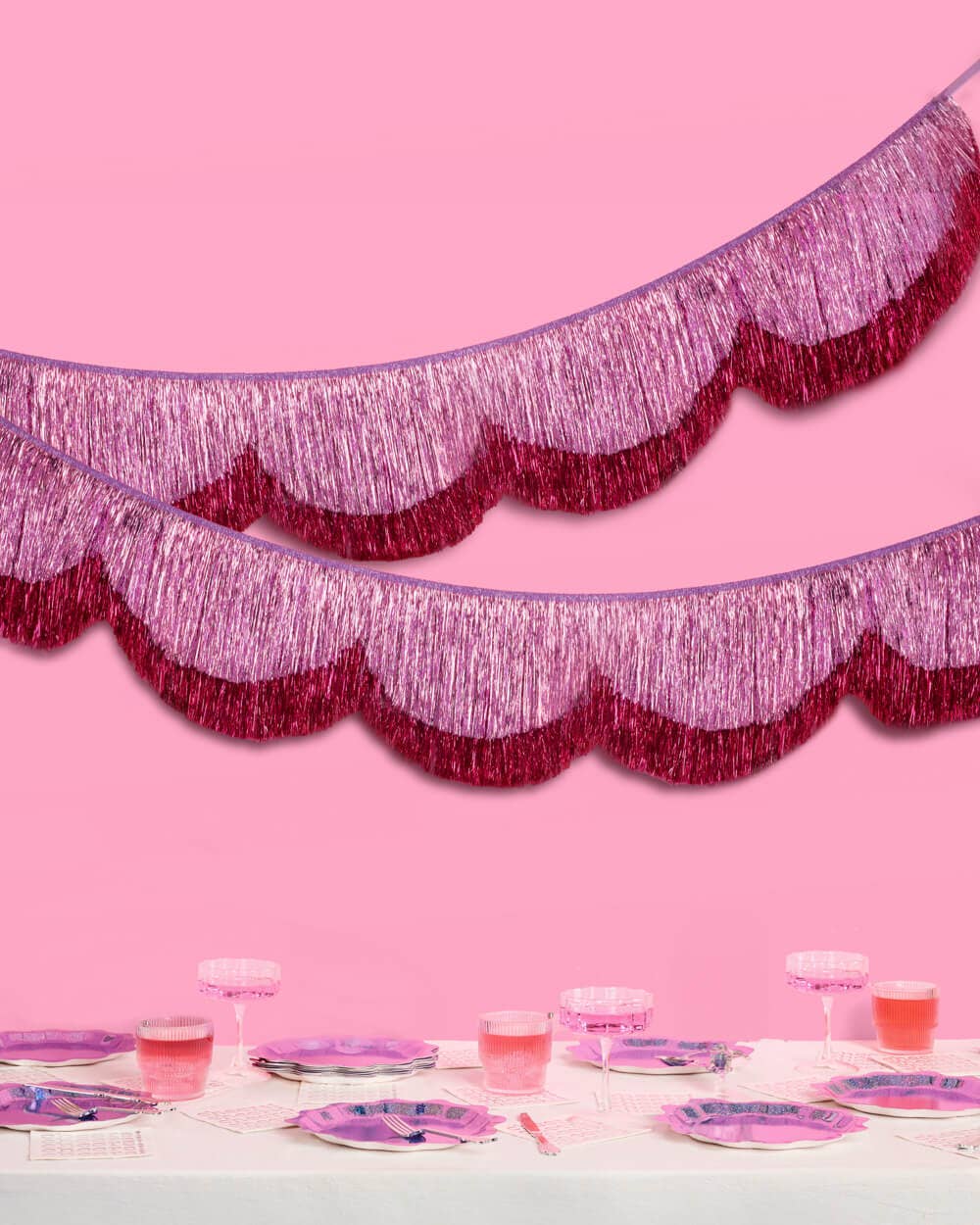 Tickled Pink Fringe 5" Scalloped Banner, purple kids