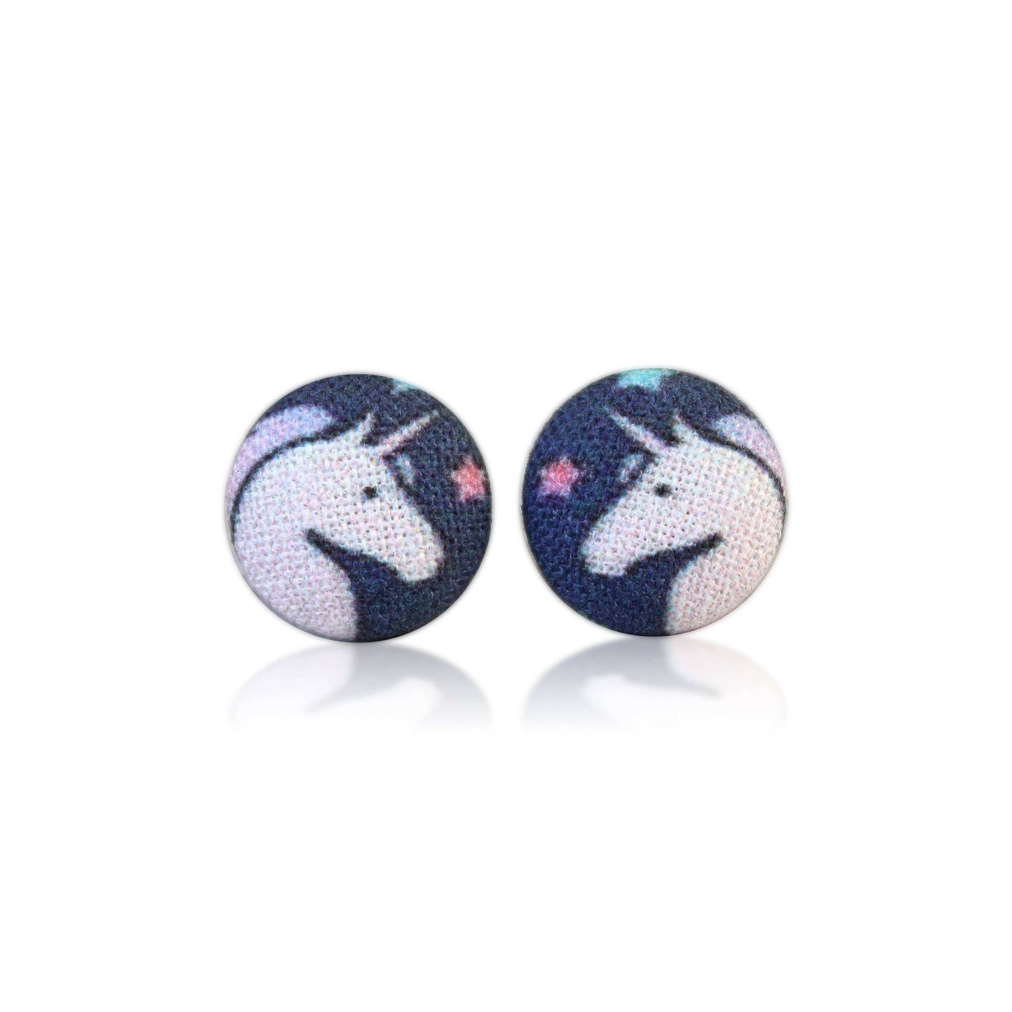 Space Unicorn Fabric Button Earrings