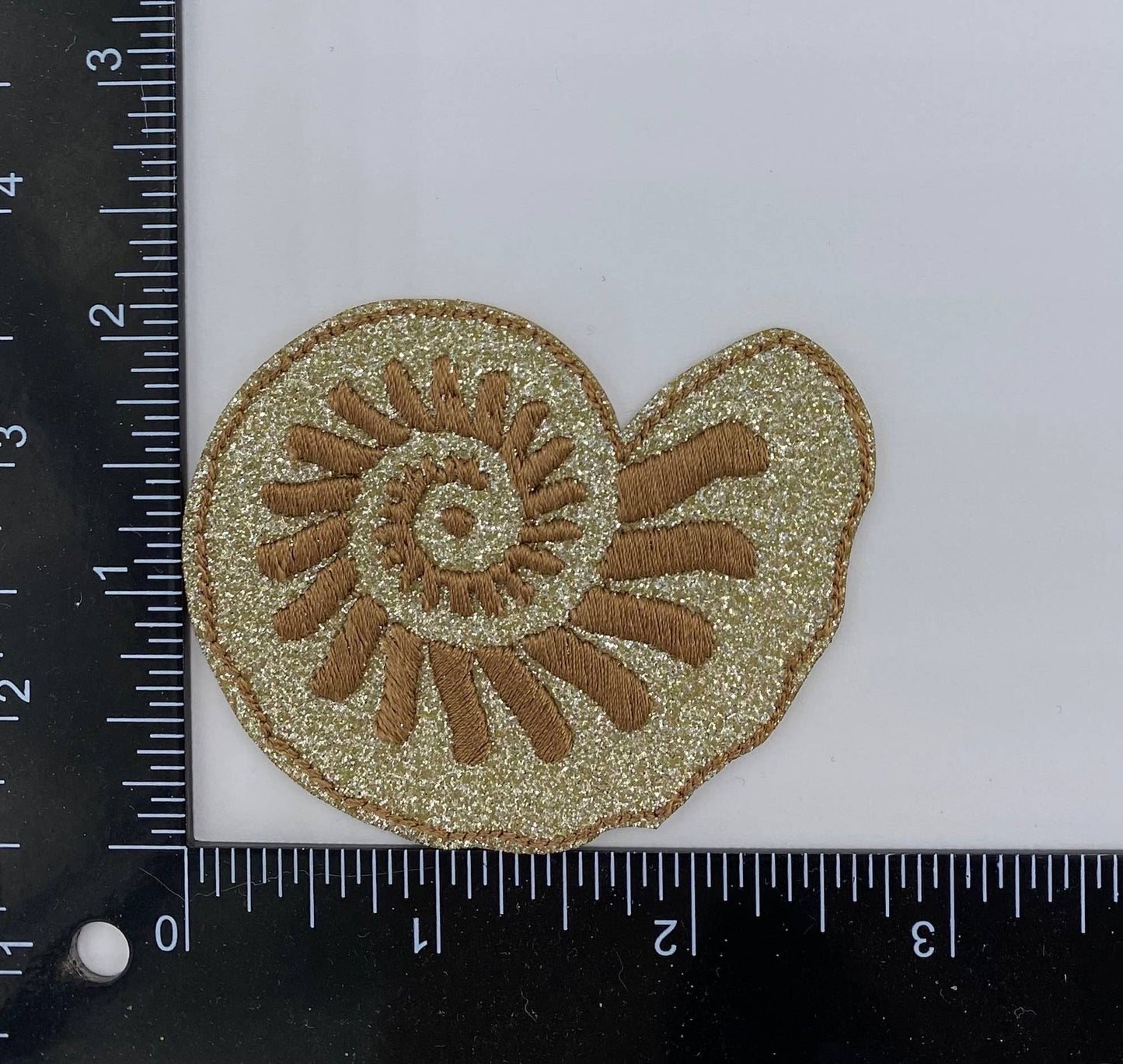 Glitter Seashell, Embroidered, Iron on Patch