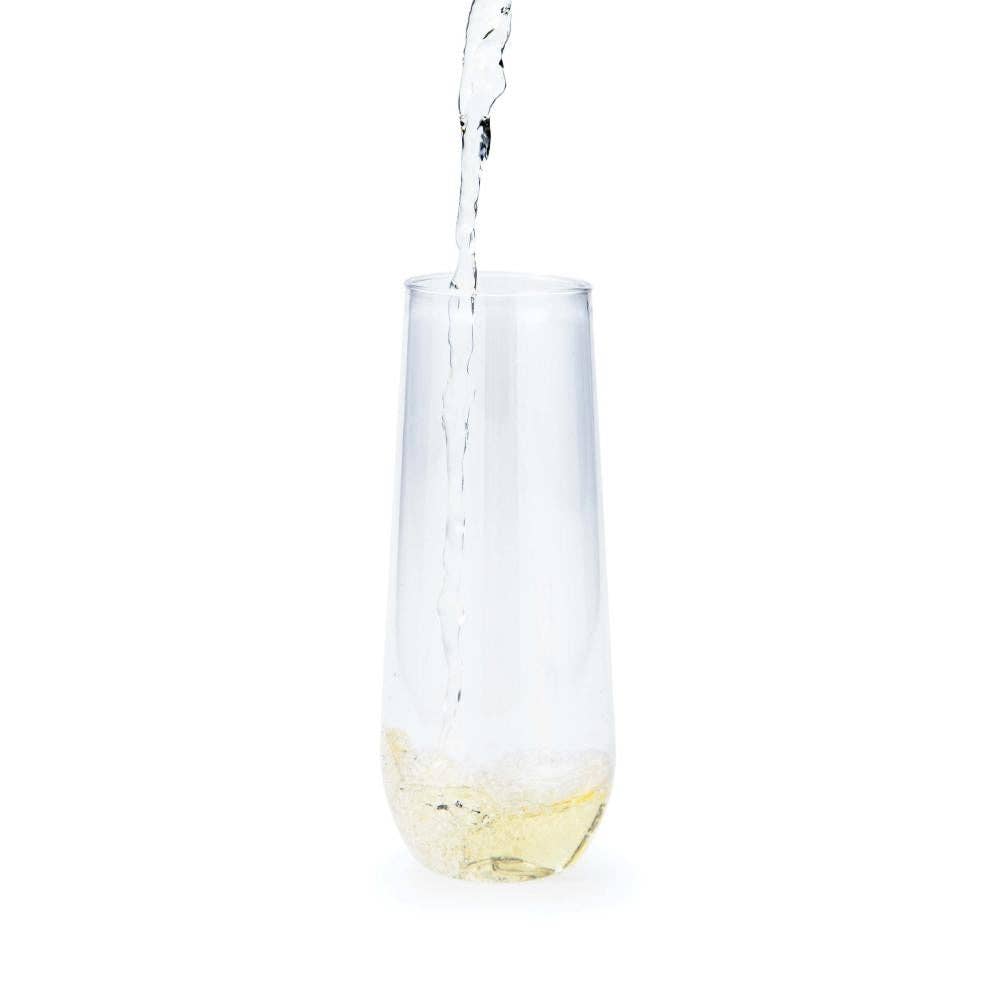 Clear 9 oz Plastic Stemless Champagne Flutes, 4/Pkg