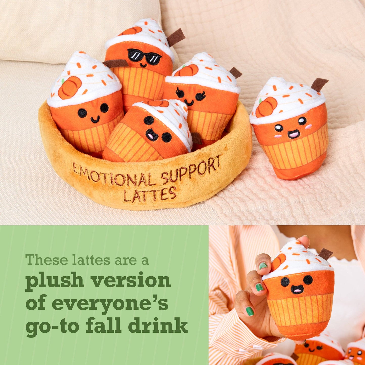 Emotional Support Latte – Set of 5 Plush Coffees