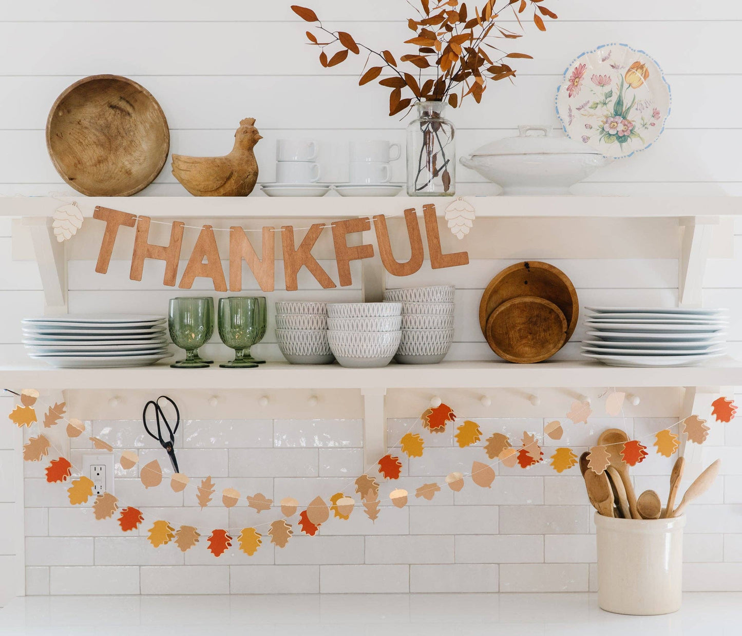 Harvest Wood Thankful Word Banner