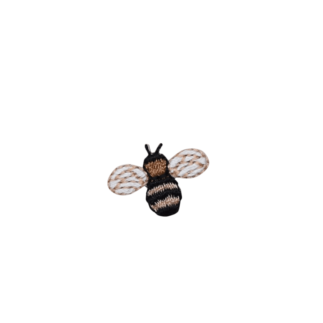 Mini Bumble Bee - Brown/Black - Iron on Applique - Embroidered Patch - 116102A
