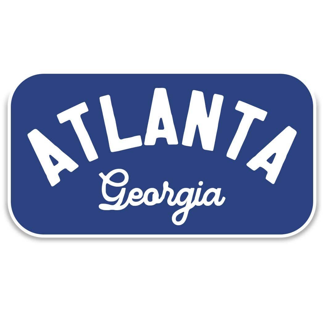 Custom City + State Sticker – Retro Tourist Vinyl Decal: Royal + White