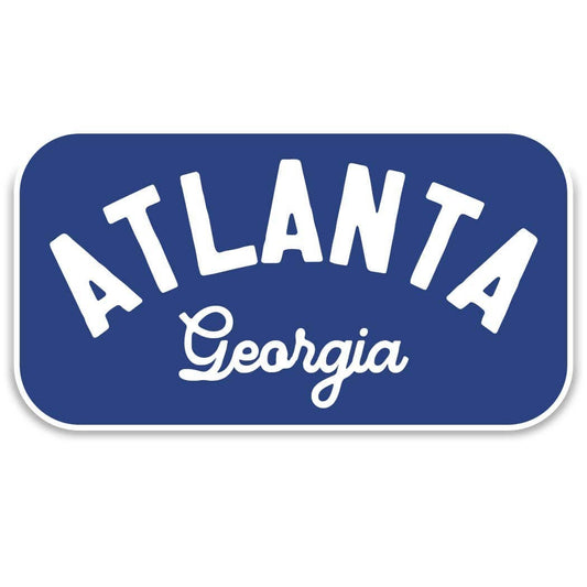 Custom City + State Sticker – Retro Tourist Vinyl Decal: Royal + White