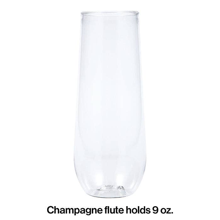 Clear 9 oz Plastic Stemless Champagne Flutes, 4/Pkg