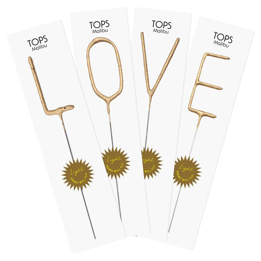 Big 8" Gold "LOVE" Letter Sparkler Wands - Set of 4