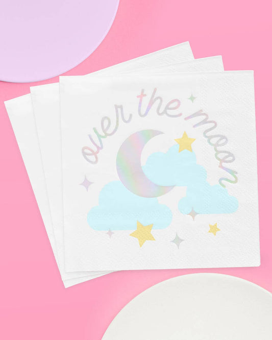 Over the Moon Napkins - 50 paper napkins baby shower