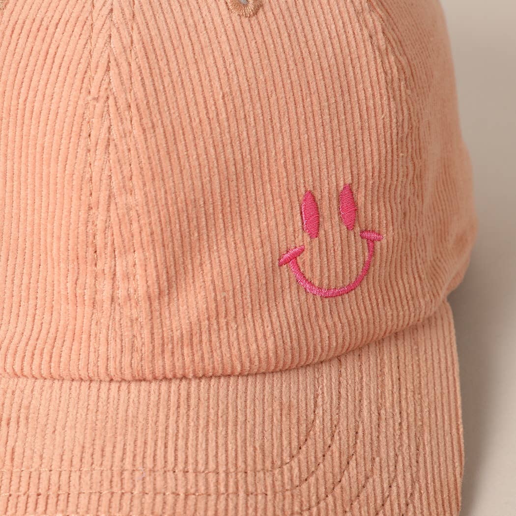 Cute Mini Happy Face Embroidered Baseball Cap: SAND / ONE SIZE