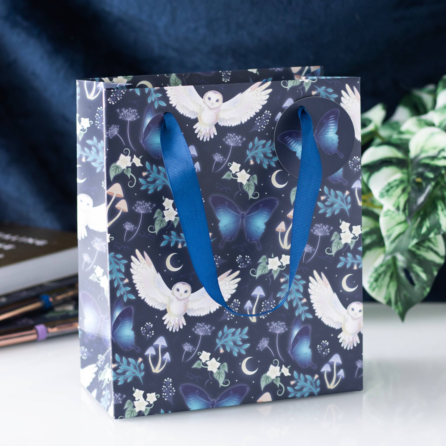 Medium Midnight Forest Owl Print Gift Bag