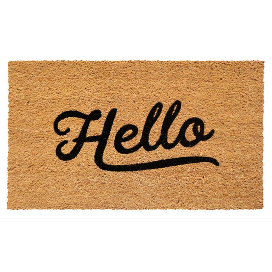 RugSmith Black Simply Hello Doormat, 18" x 30"