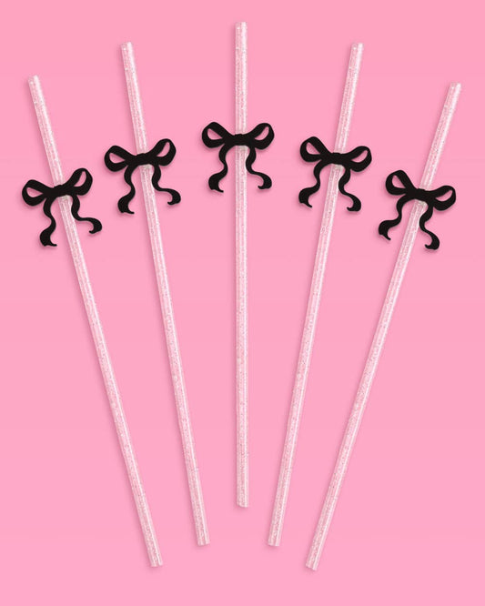 Little Black Bow Straws - 12 reusable straws, coquette