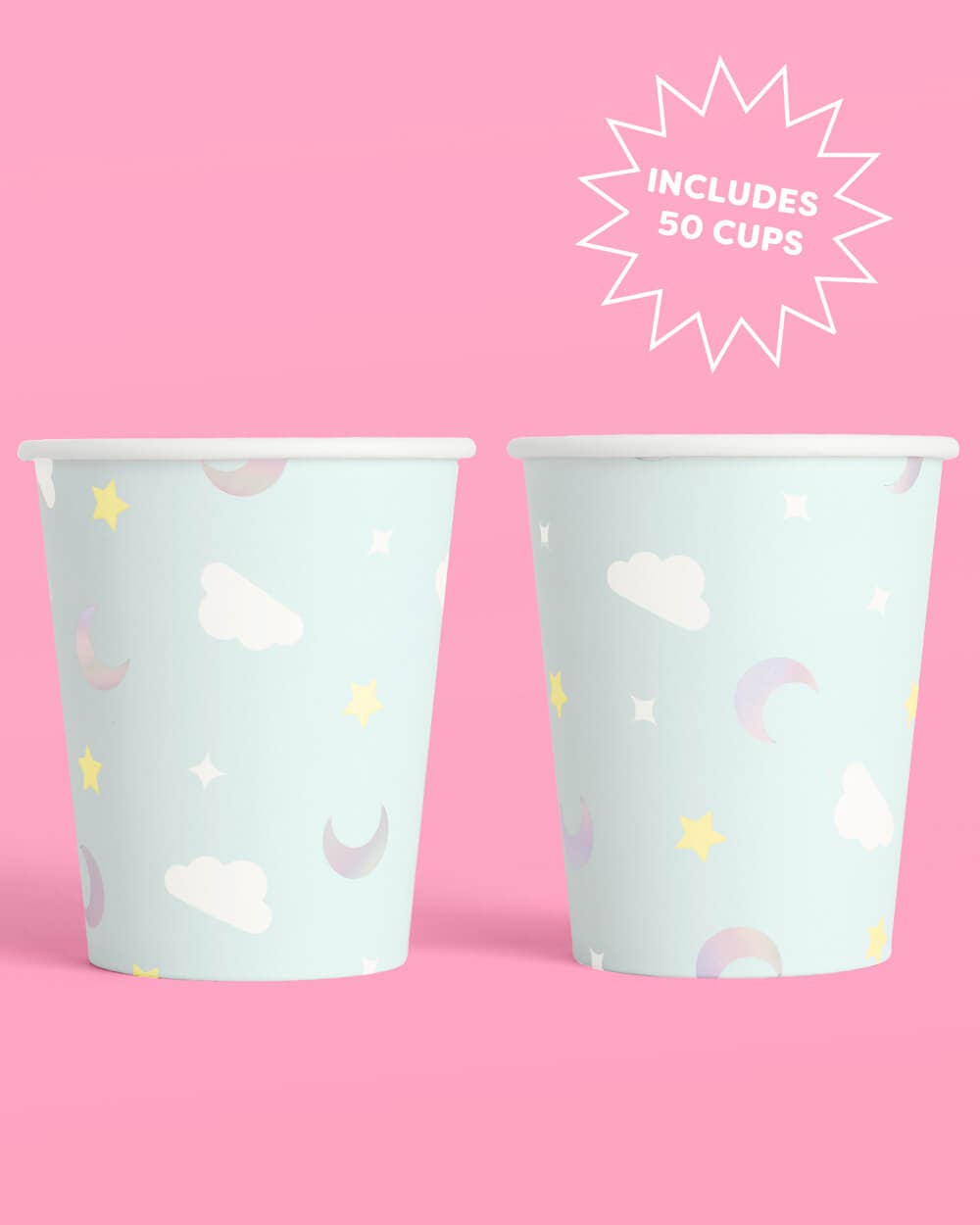 Over the Moon Cups - 50 paper cups baby showe