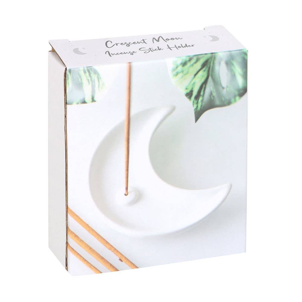 White Crescent Moon Incense Stick Holder