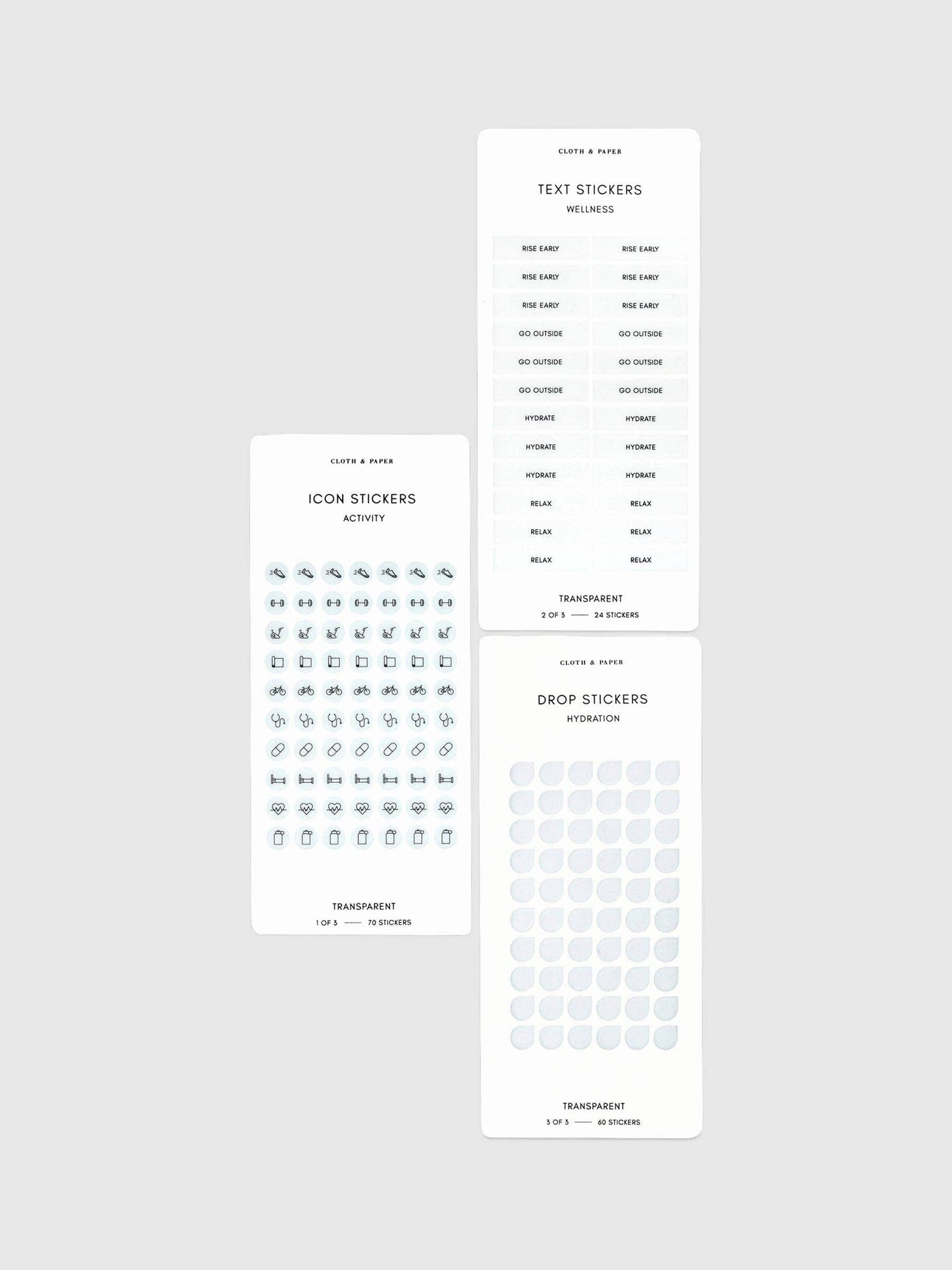 Wellness Stickers | Icons, Text & Drops: Aspen