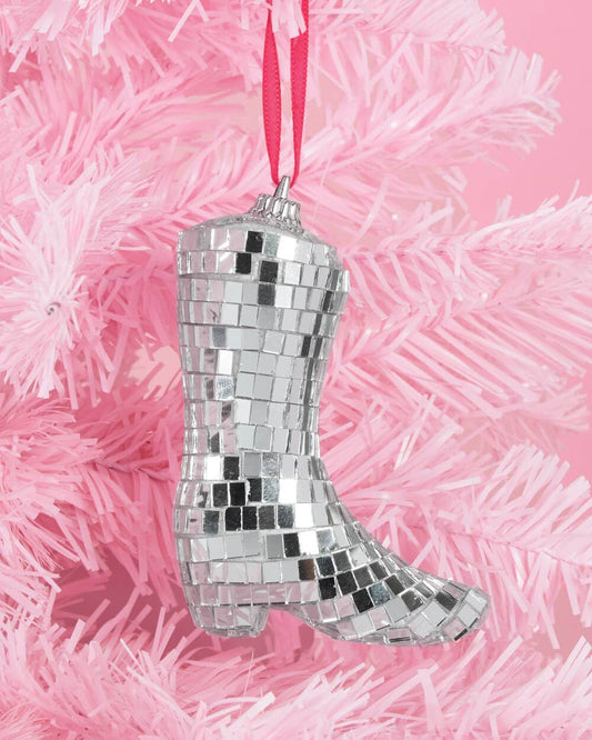 Disco Cowgirl Ornament - disco tile ornament