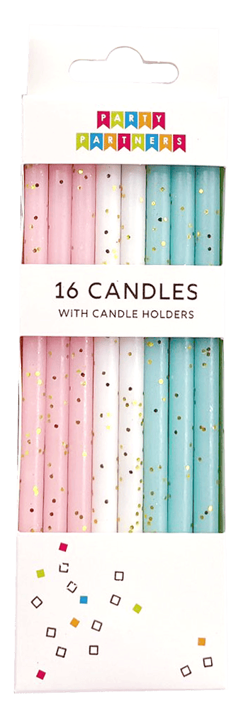 Pastel Gold Glitter 16 Candle Set