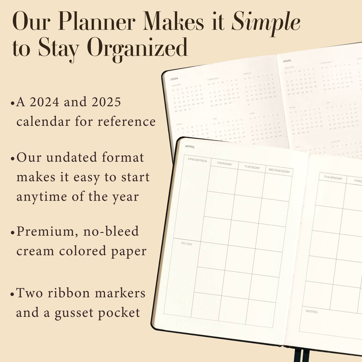 The Daily Planner - Hardcover with Library Buckram Cover: Olive