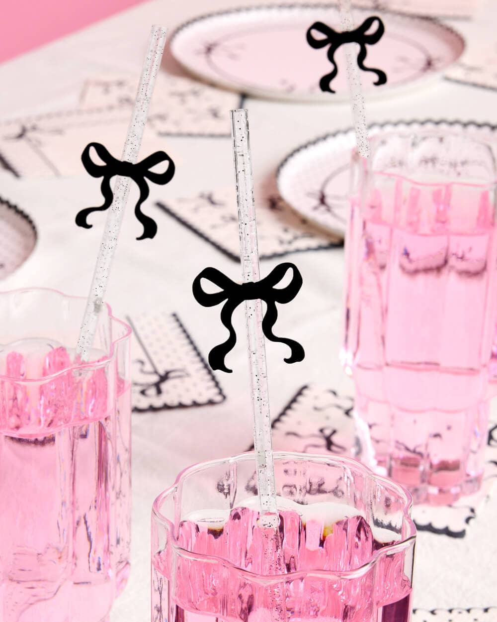 Little Black Bow Straws - 12 reusable straws, coquette