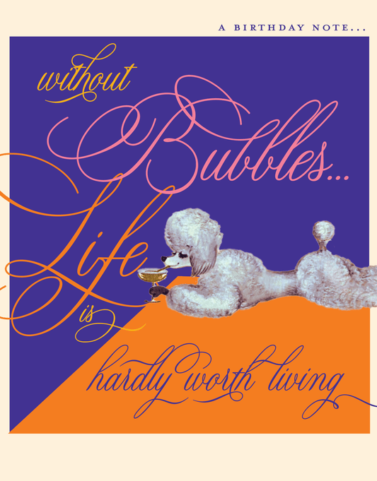 CHAMPAGNE POODLE birthday card