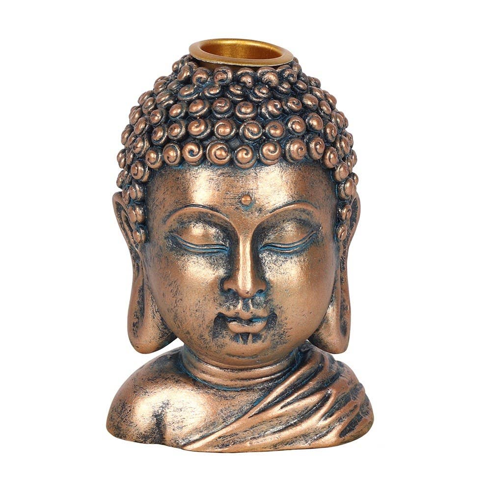 Bronze Buddha Head Backflow Incense Burner