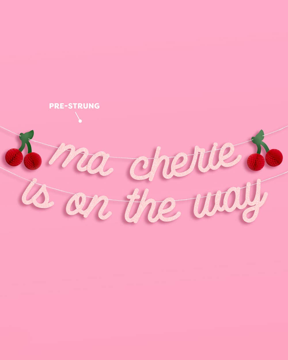 Ma Cherie 3D Glitter Banner - Cherry Baby Shower kids