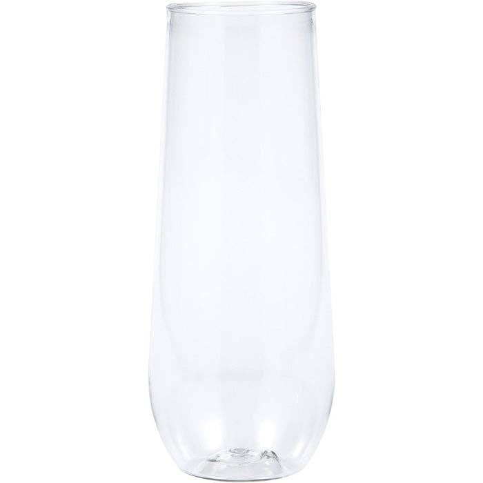 Clear 9 oz Plastic Stemless Champagne Flutes, 4/Pkg
