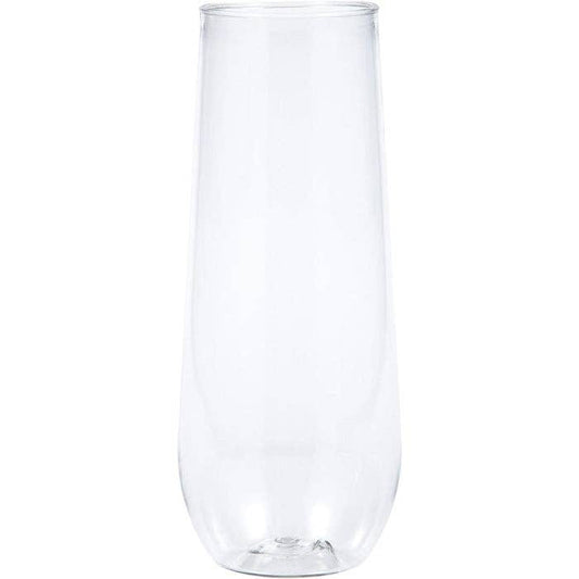 Clear 9 oz Plastic Stemless Champagne Flutes, 4/Pkg