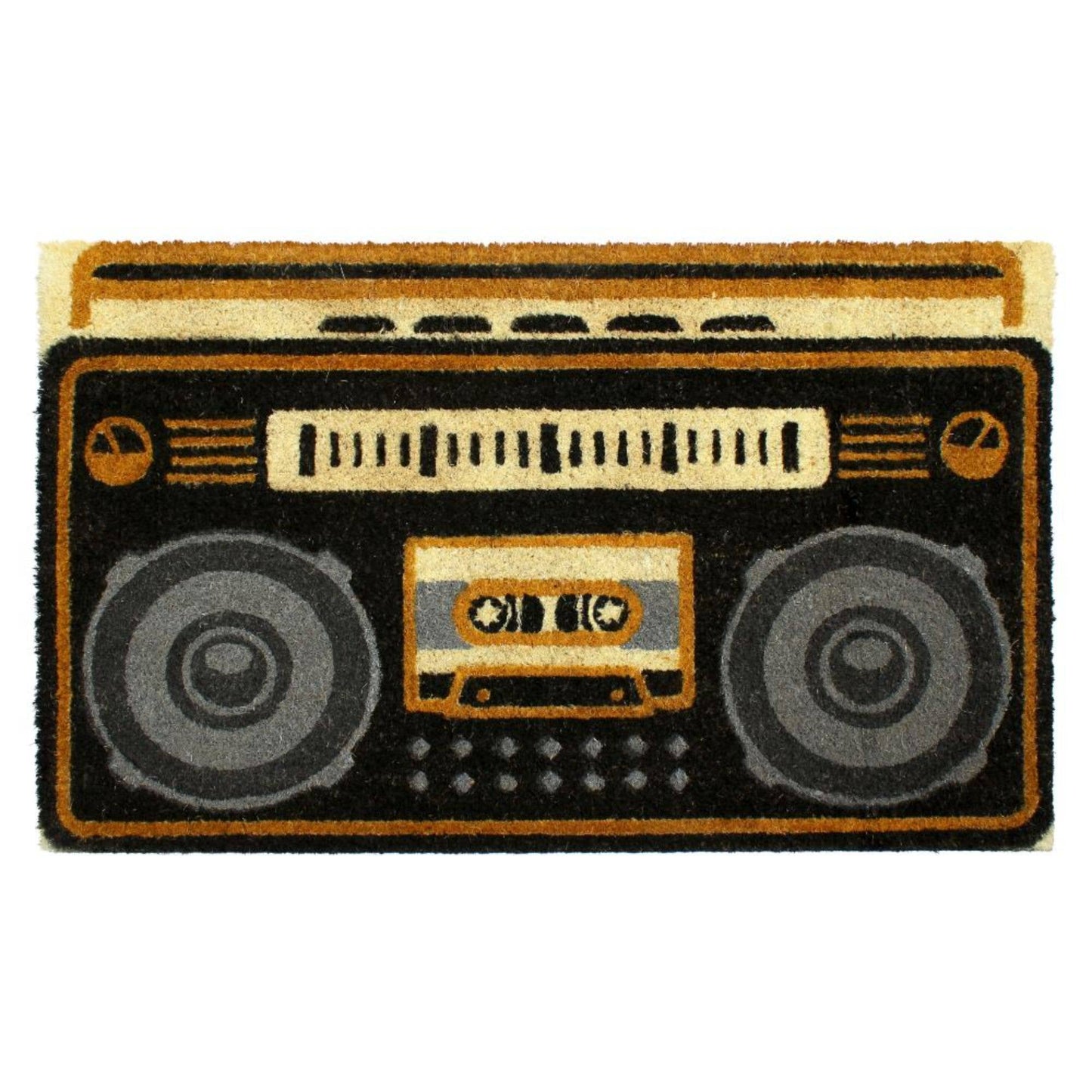 RugSmith Gray Machine Tufted Boombox Coir Doormat, 18" x 30"