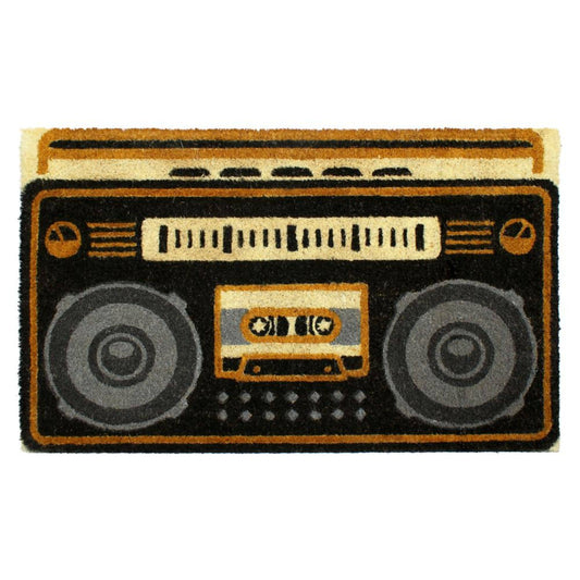 RugSmith Gray Machine Tufted Boombox Coir Doormat, 18" x 30"