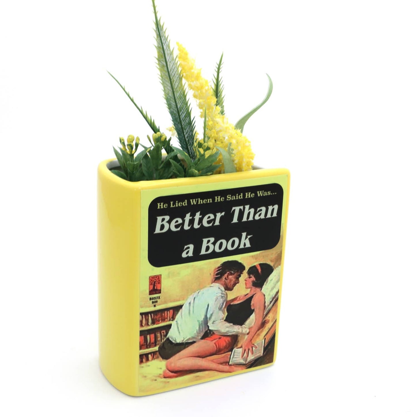 Better than a Book, decoupaged snarky pencil holder vase