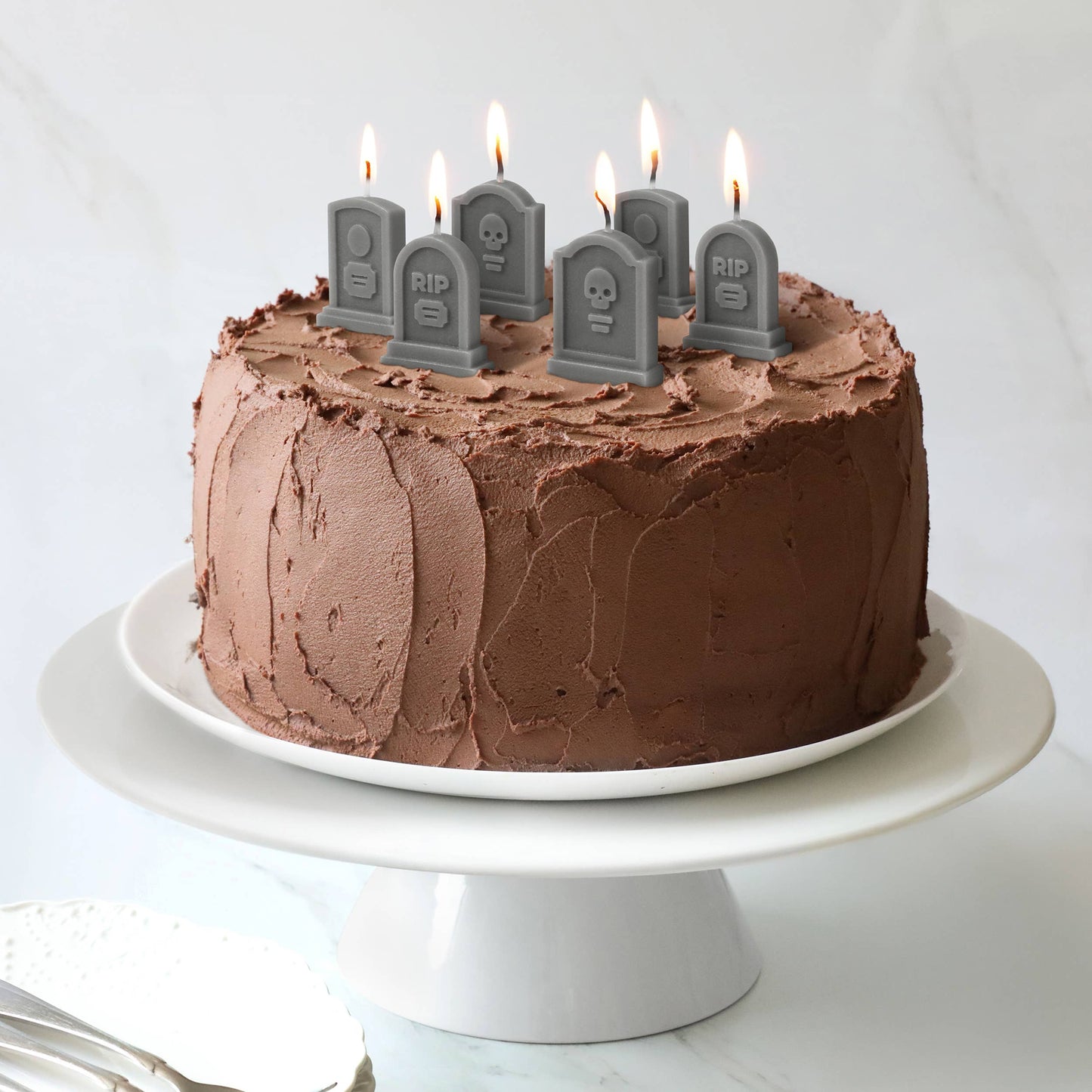FAREWELL PARTY Tombstone Candles - Set of 6