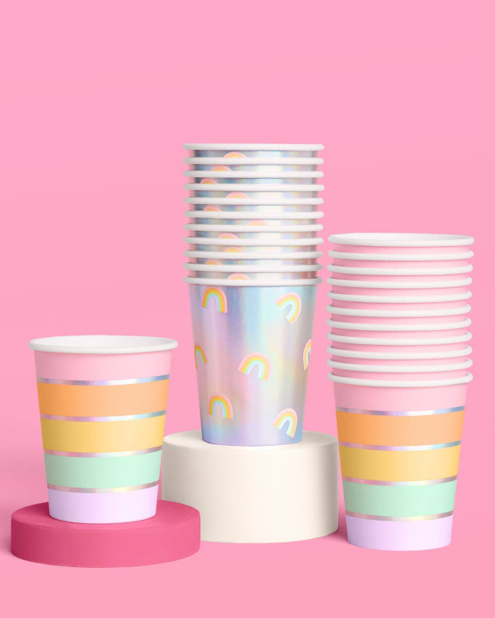 Rainbow Cups - 24 paper cups, Pastel Birthday Party
