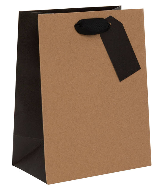 BAG MEDIUM RIBBED KRAFT/BLACK