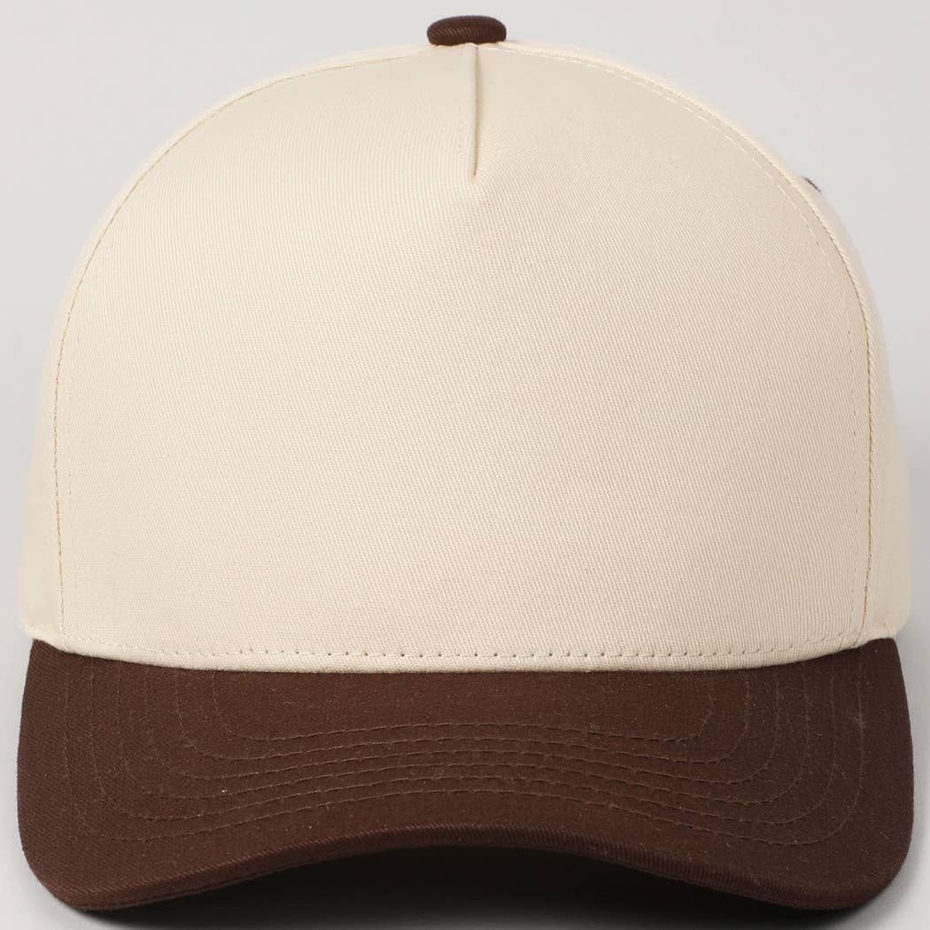 Plain Two Tone Canvas Cotton Baseball Cap : BLK / ONE SIZE
