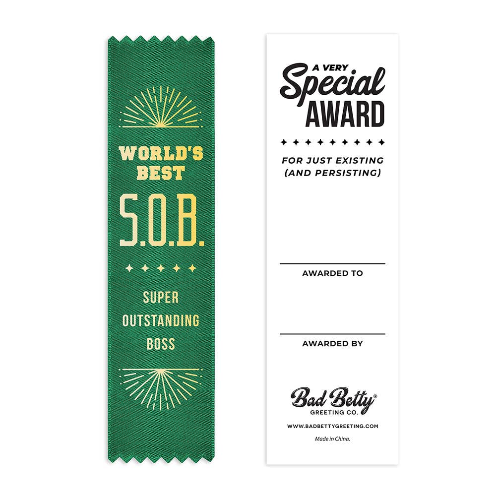 World’s Best S.O.B. Super Outstanding Boss - Award Ribbon